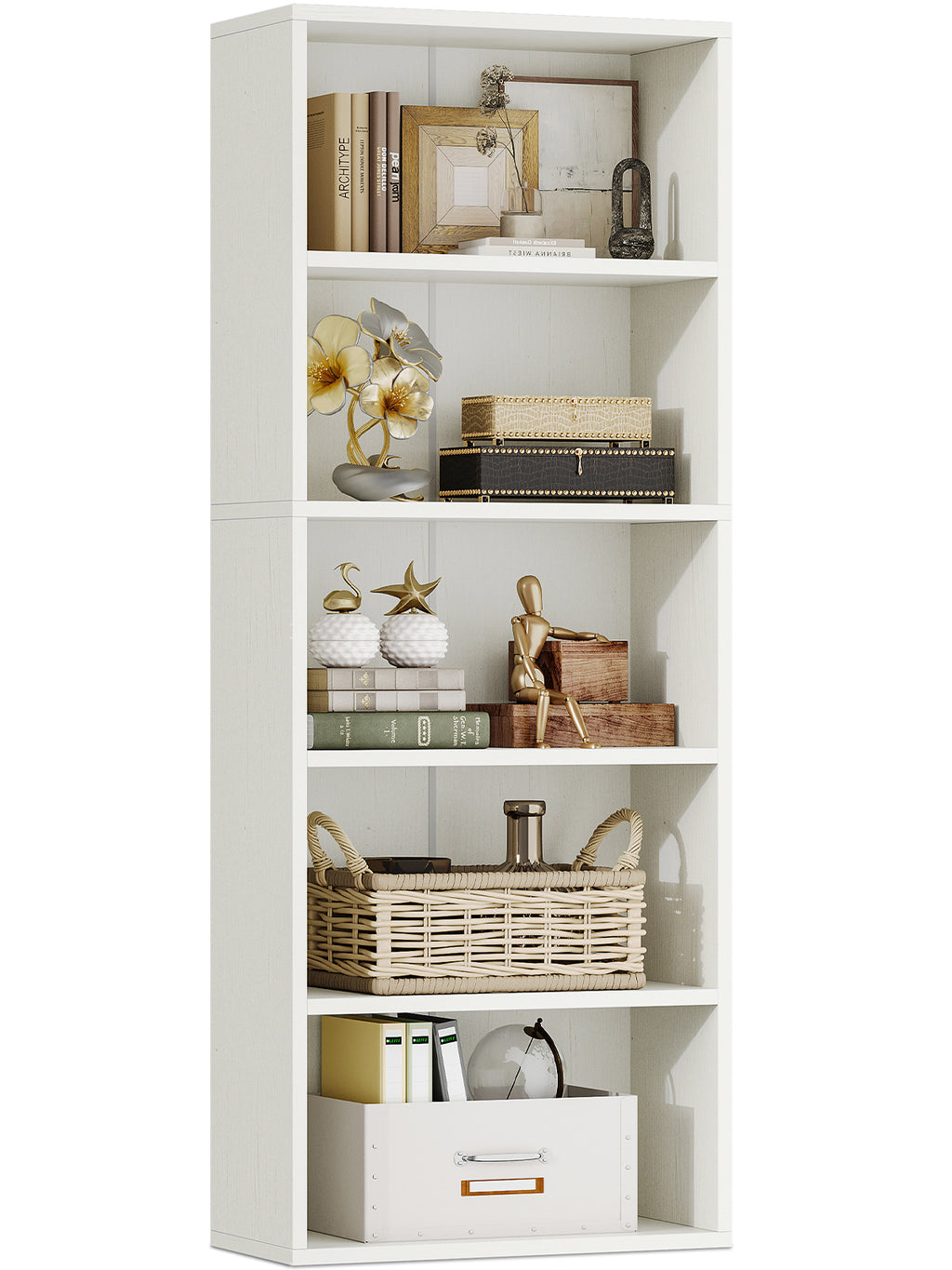 5-Tier Open Bookshelf and Bookcase, Floor Standing Display Storage Shelves for Living Room, Tall Book Shelf for Bedroom, Home Office, Dining Room, Black