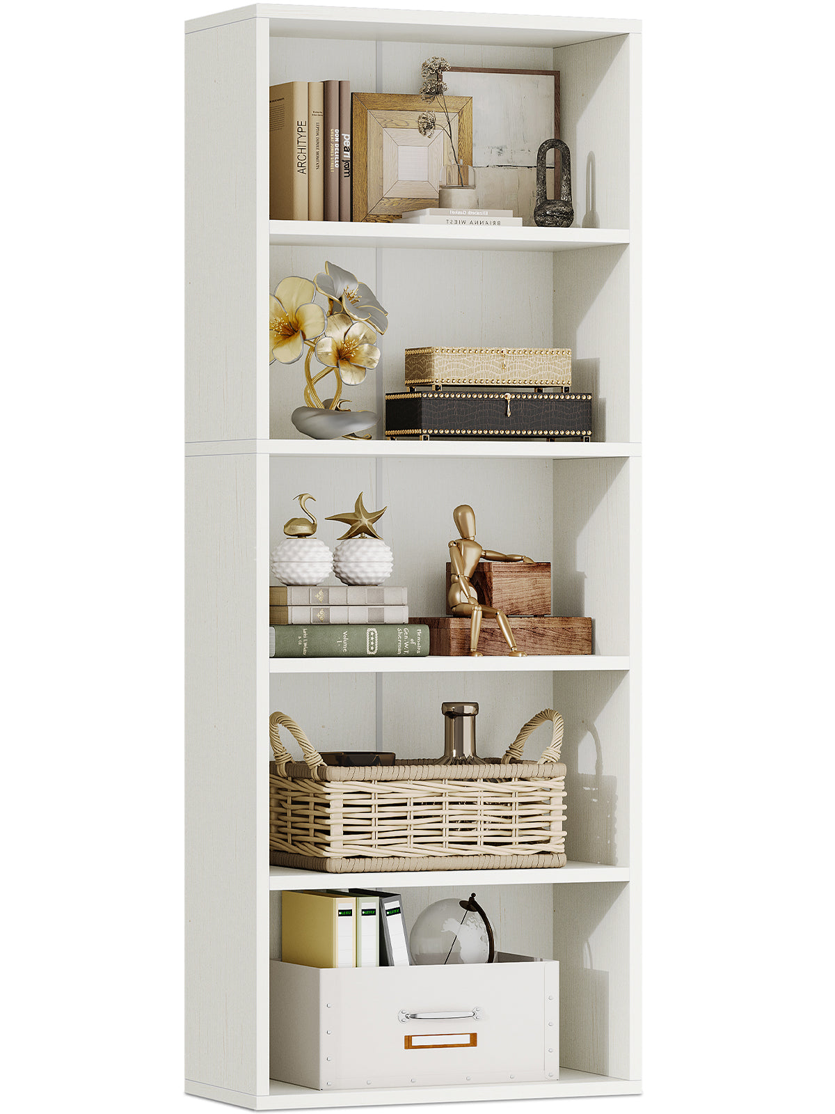 5-Tier Open Bookshelf and Bookcase, Floor Standing Display Storage Shelves for Living Room, Tall Book Shelf for Bedroom, Home Office, Dining Room, Black