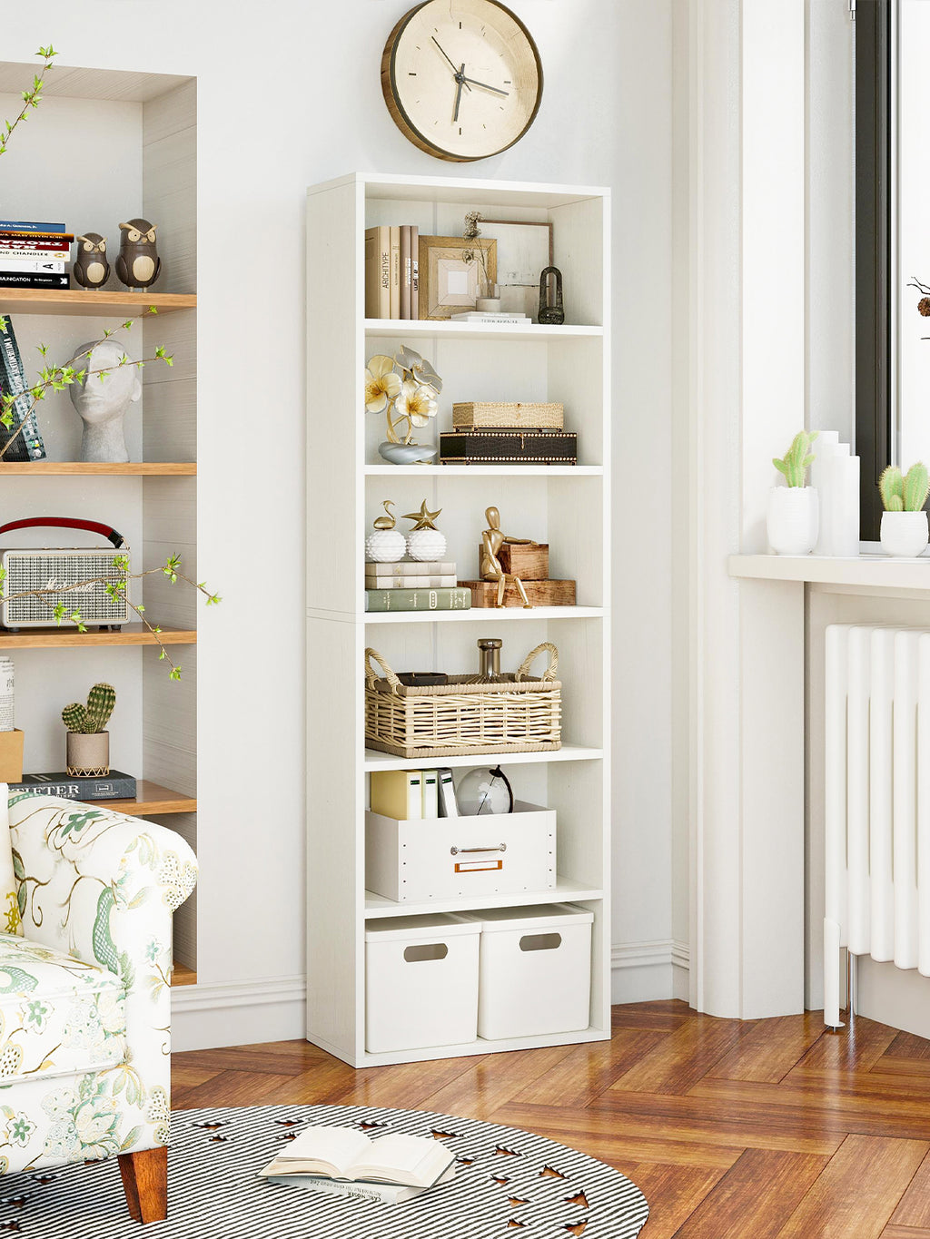 6-Tier Open Bookshelf and Bookcase, Floor Standing Display Storage Shelves for Living Room, Tall Book Shelf for Bedroom, Home Office, Dining Room, Black