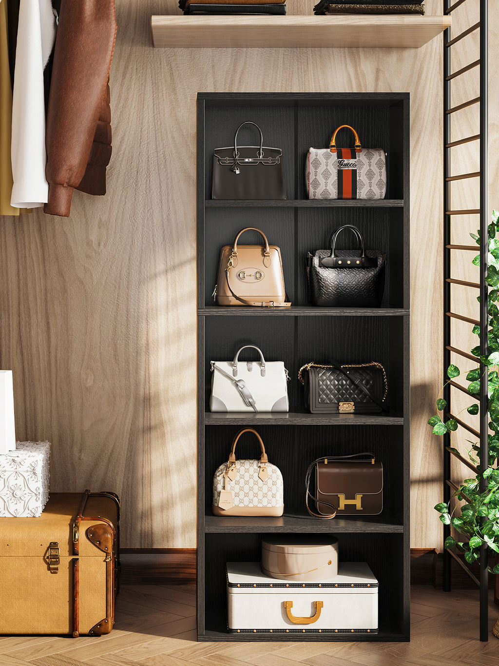 5-Tier Open Bookshelf and Bookcase, Floor Standing Display Storage Shelves for Living Room, Tall Book Shelf for Bedroom, Home Office, Dining Room, Black