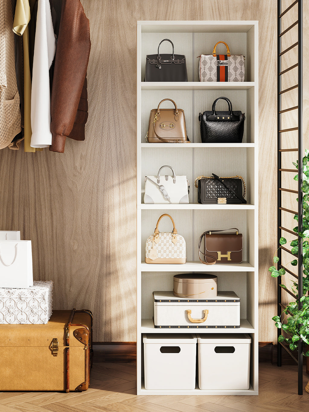 6-Tier Open Bookshelf and Bookcase, Floor Standing Display Storage Shelves for Living Room, Tall Book Shelf for Bedroom, Home Office, Dining Room, Black