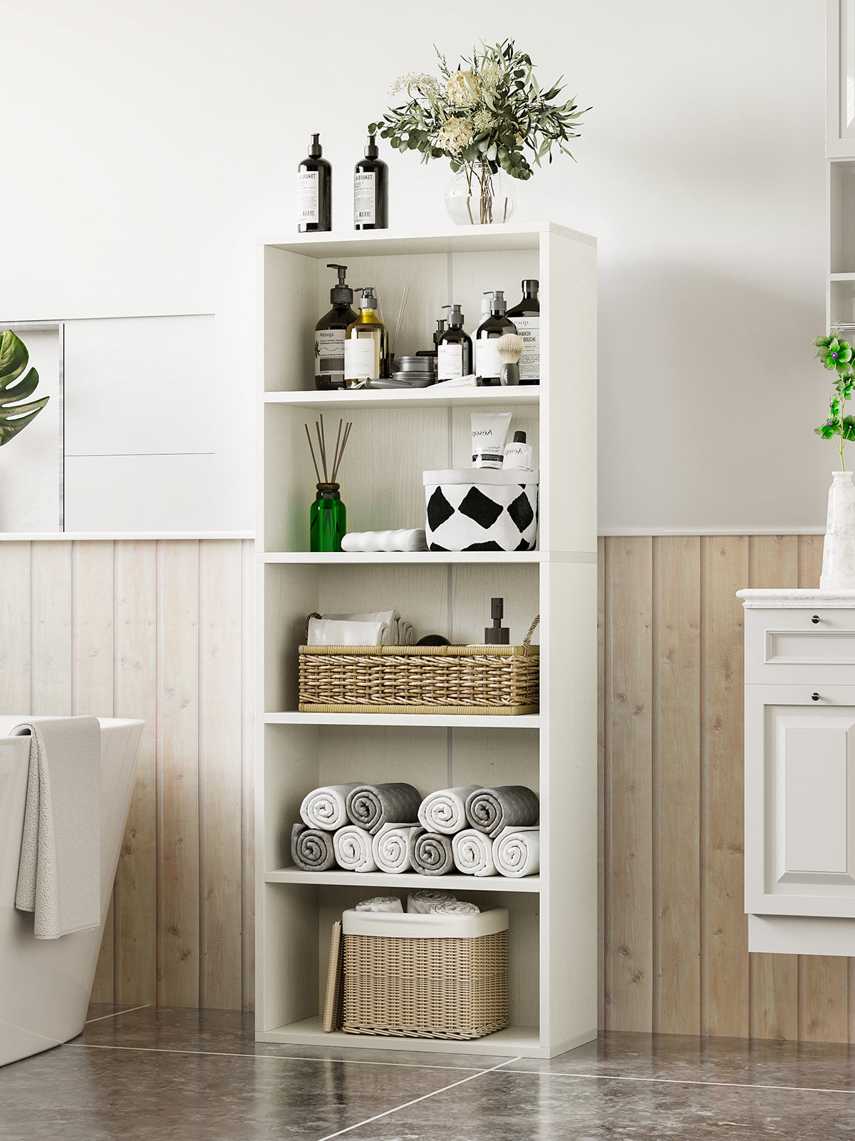 5-Tier Open Bookshelf and Bookcase, Floor Standing Display Storage Shelves for Living Room, Tall Book Shelf for Bedroom, Home Office, Dining Room, Black