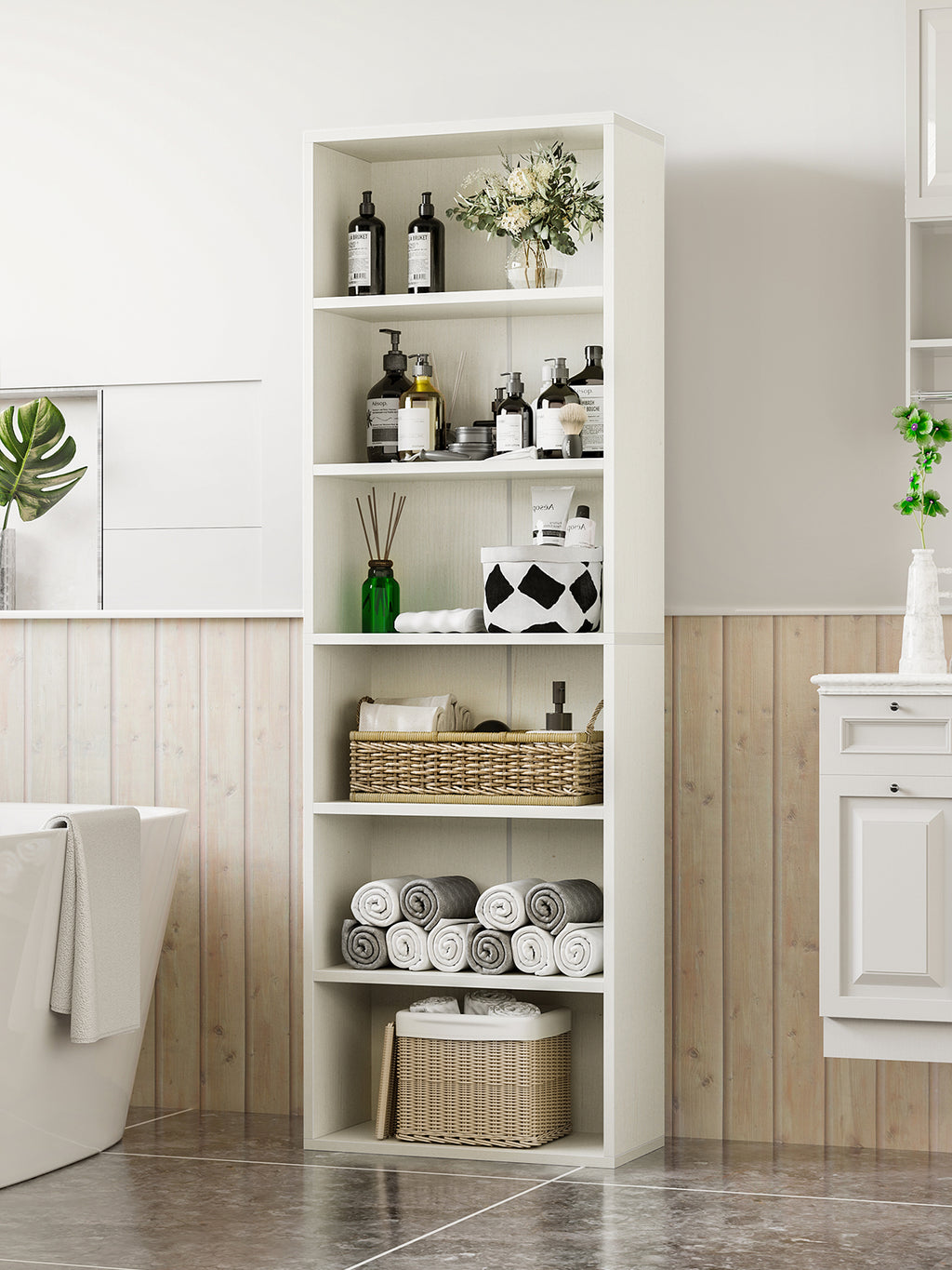 6-Tier Open Bookshelf and Bookcase, Floor Standing Display Storage Shelves for Living Room, Tall Book Shelf for Bedroom, Home Office, Dining Room, Black