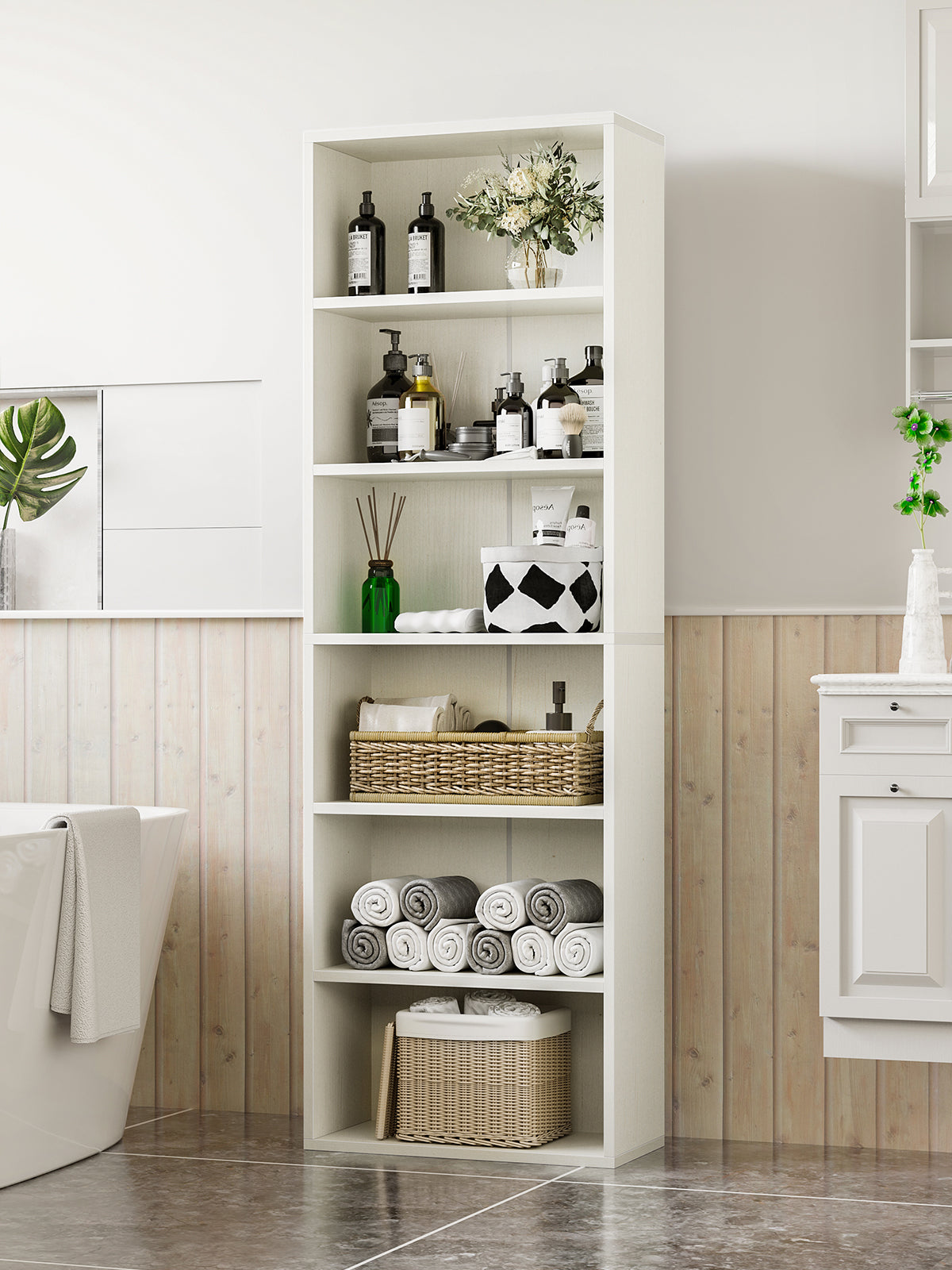 6-Tier Open Bookshelf and Bookcase, Floor Standing Display Storage Shelves for Living Room, Tall Book Shelf for Bedroom, Home Office, Dining Room, Black