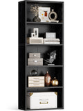 5-Tier Open Bookshelf and Bookcase, Floor Standing Display Storage Shelves for Living Room, Tall Book Shelf for Bedroom, Home Office, Dining Room, Black