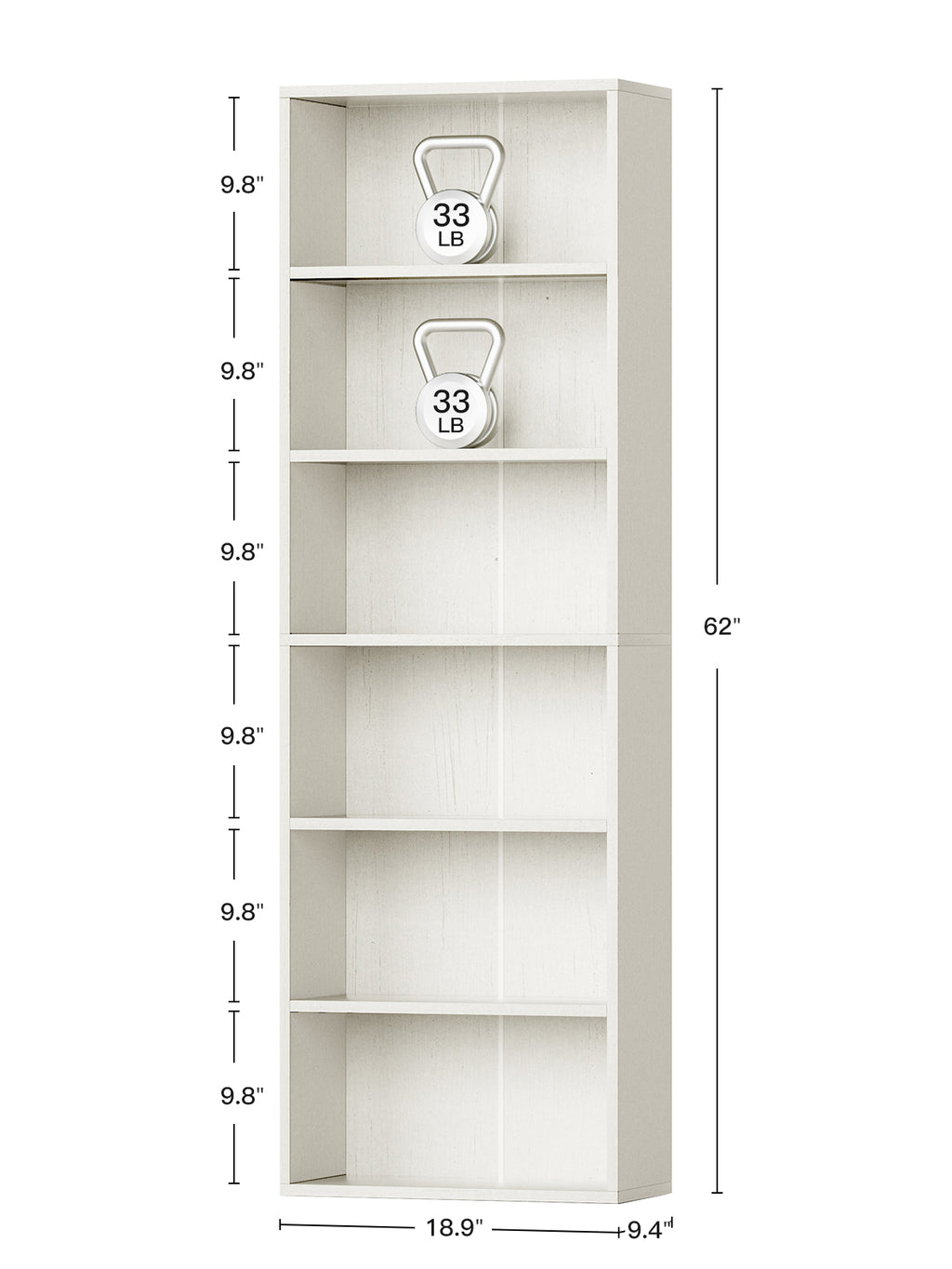 6-Tier Open Bookshelf and Bookcase, Floor Standing Display Storage Shelves for Living Room, Tall Book Shelf for Bedroom, Home Office, Dining Room, Black