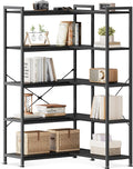 Book Shelf, 6 Tier Tall Bookshelf, Modern Wood Bookcase Shelves for Bedroom, Industrial Display Shelf for Living Room Home Office Kitchen, Standing Shelving Unit Storage Organizer, Black