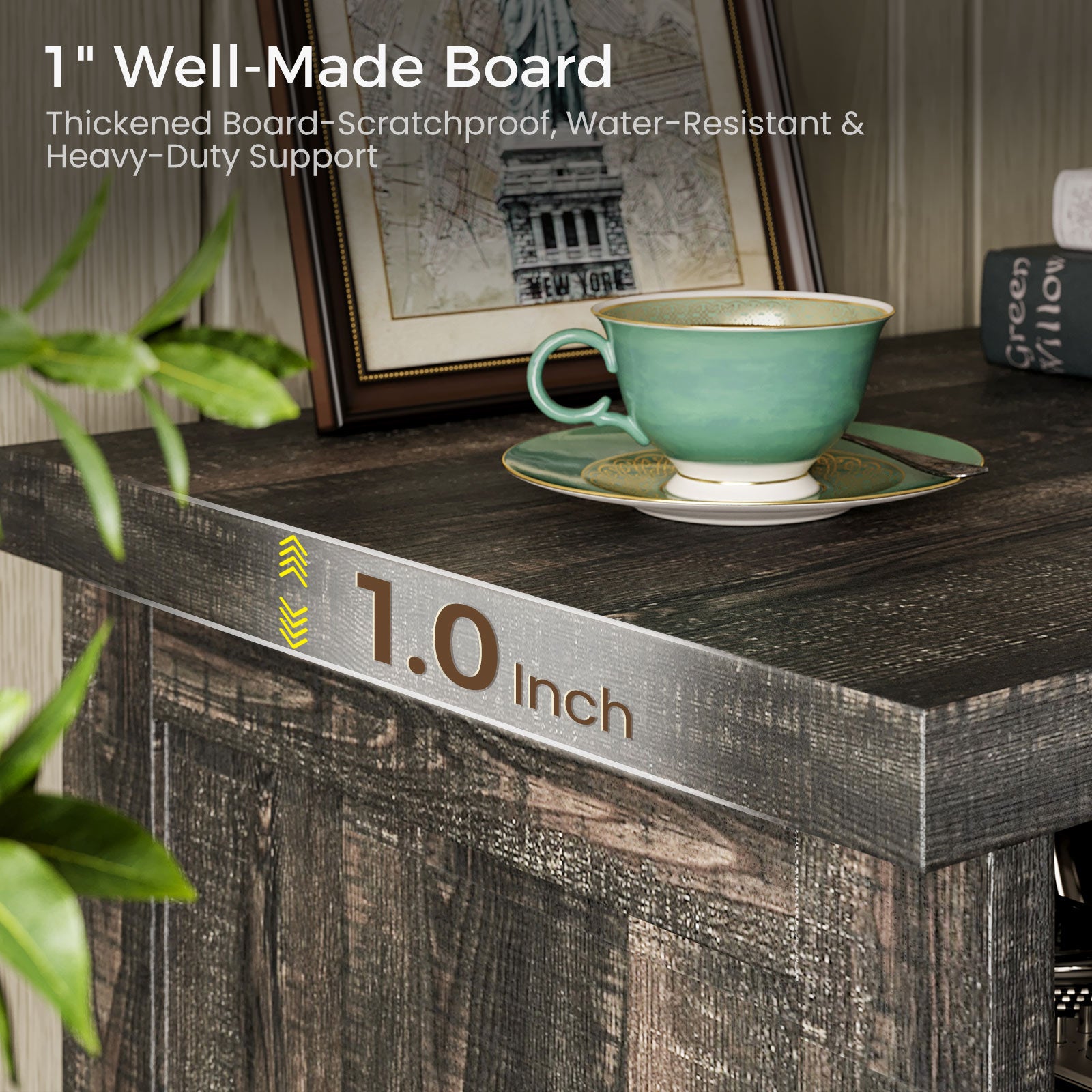 TV Stand for 65 Inch TV, Farmhouse Entertainment Center with Power Outlet & LED Light and Storage Cabinets, Console Table and Media Furniture for Living Room Bedroom