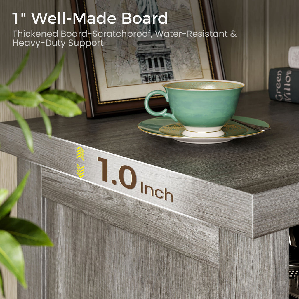 TV Stand for 65 Inch TV, Farmhouse Entertainment Center with Power Outlet & LED Light and Storage Cabinets, Console Table and Media Furniture for Living Room Bedroom