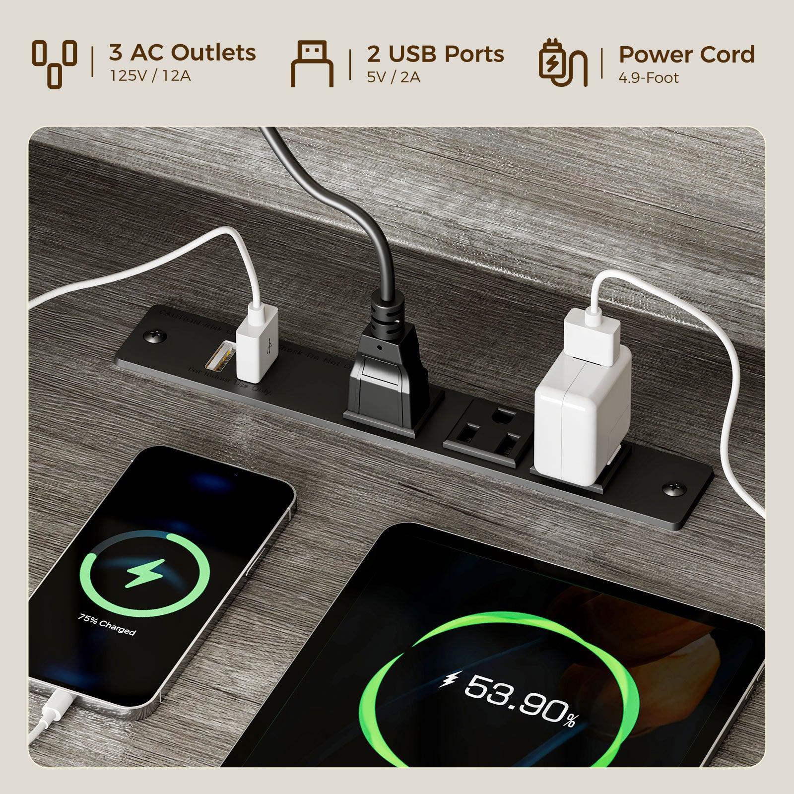 TV Stand for 65 Inch TV, Farmhouse Entertainment Center with Power Outlet & LED Light and Storage Cabinets, Console Table and Media Furniture for Living Room Bedroom